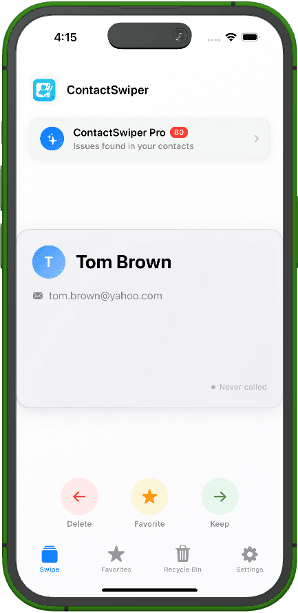 Cleanup hub screen