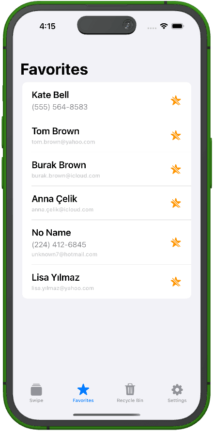Smart favorites screen